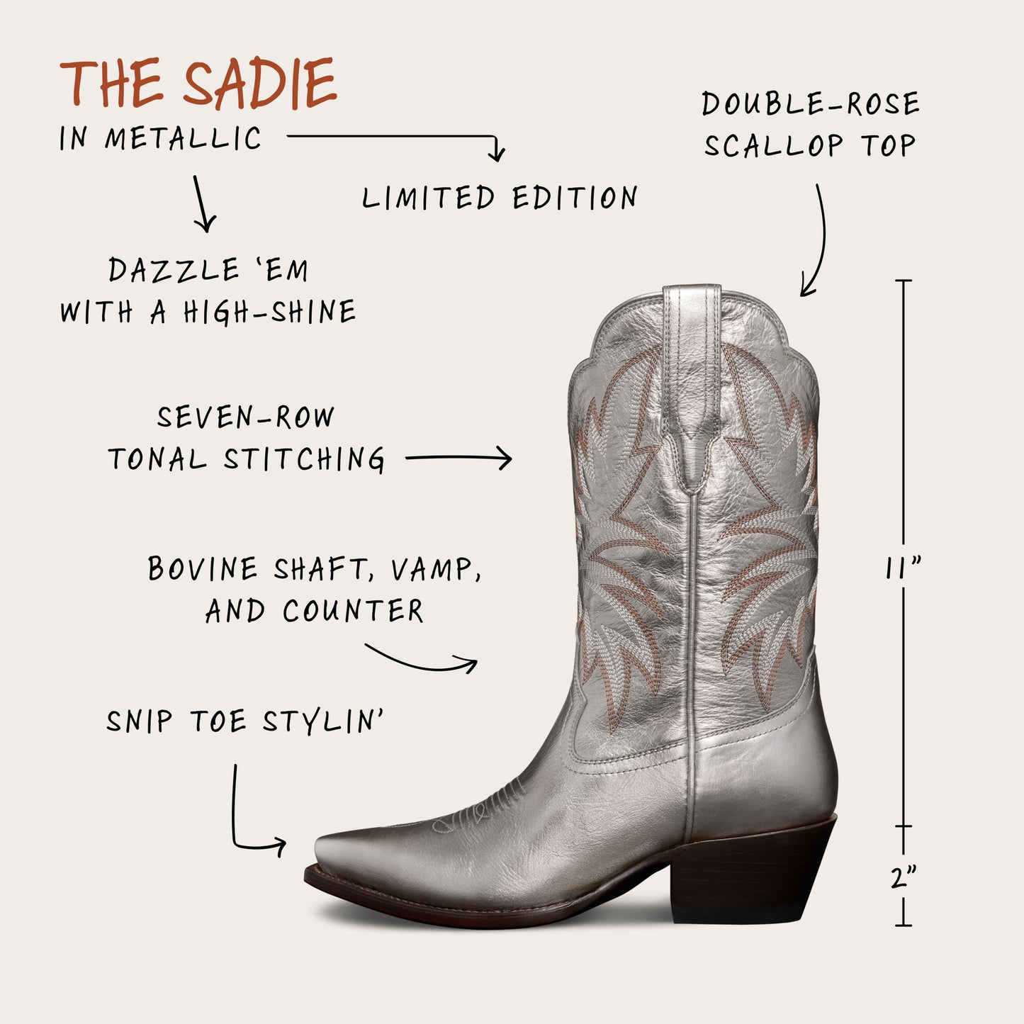The Sadie Boot - Metallic