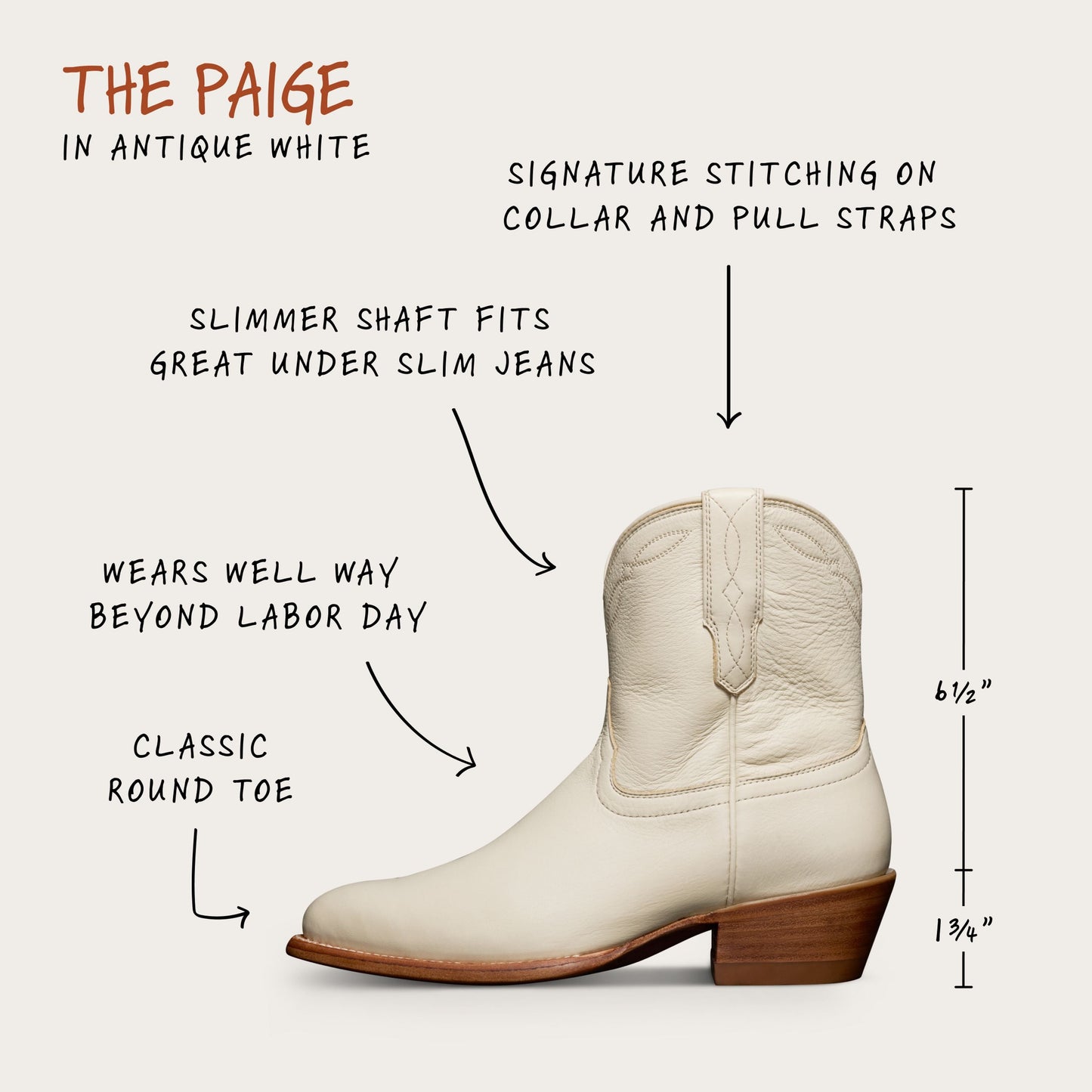 The Paige Boot - Antique White
