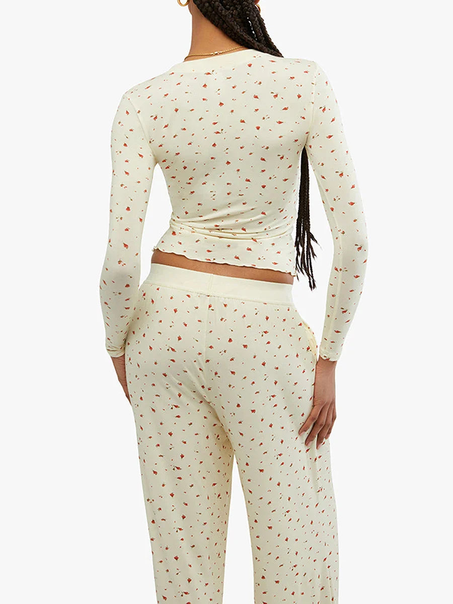 Y2K Crop Top Pajama Set