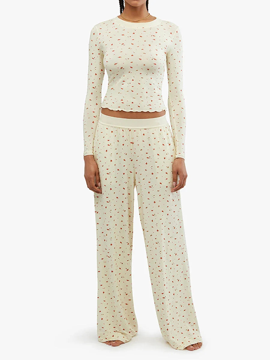 Y2K Crop Top Pajama Set