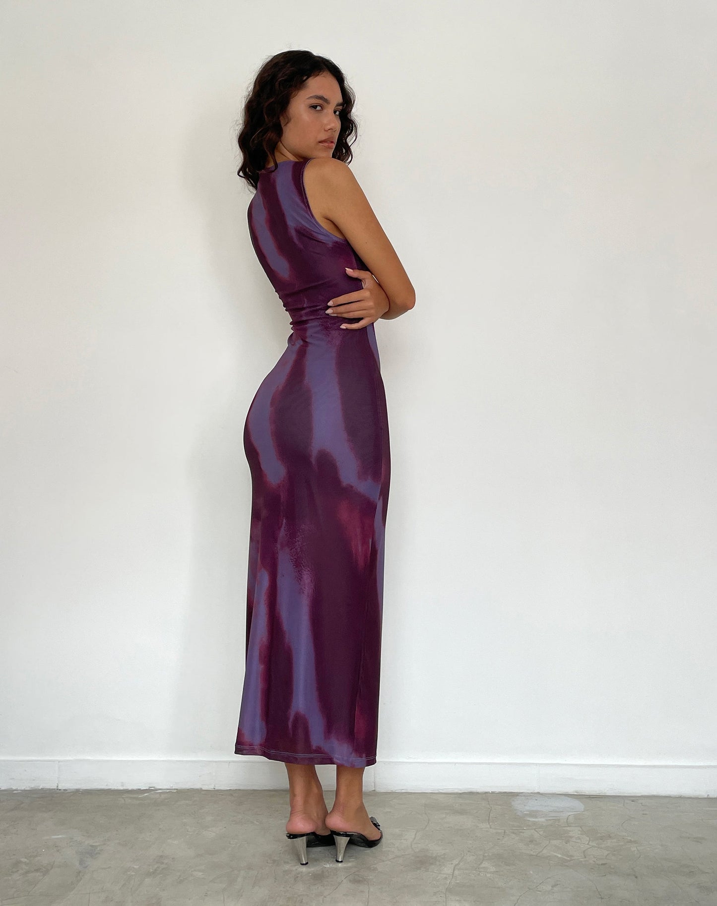 Fayola Printed Maxi Dress in Watercolour Wine